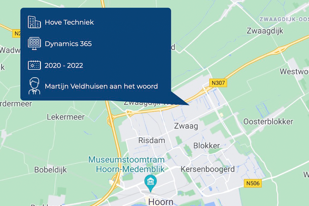 Bedrijfsinformatie van Hove afgebeeld op een plattegrond