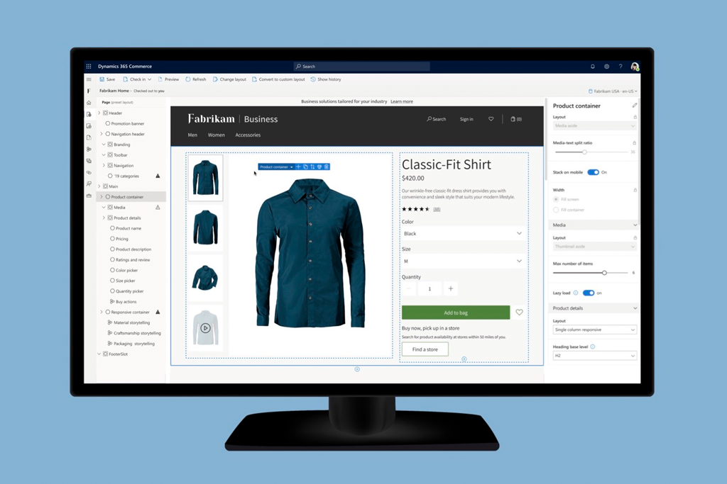 Screenshot van Dynamics 365 Commerce op een computer