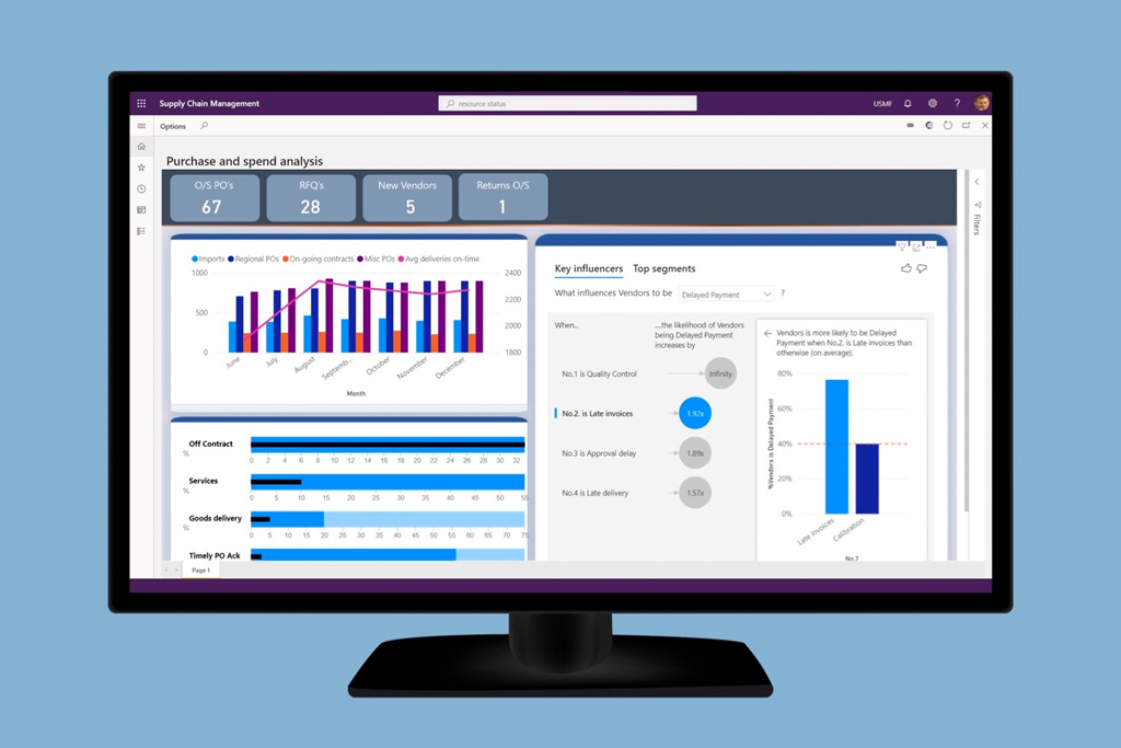 Screenshot van Dynamics 365 Supply Chain Management op een desktop