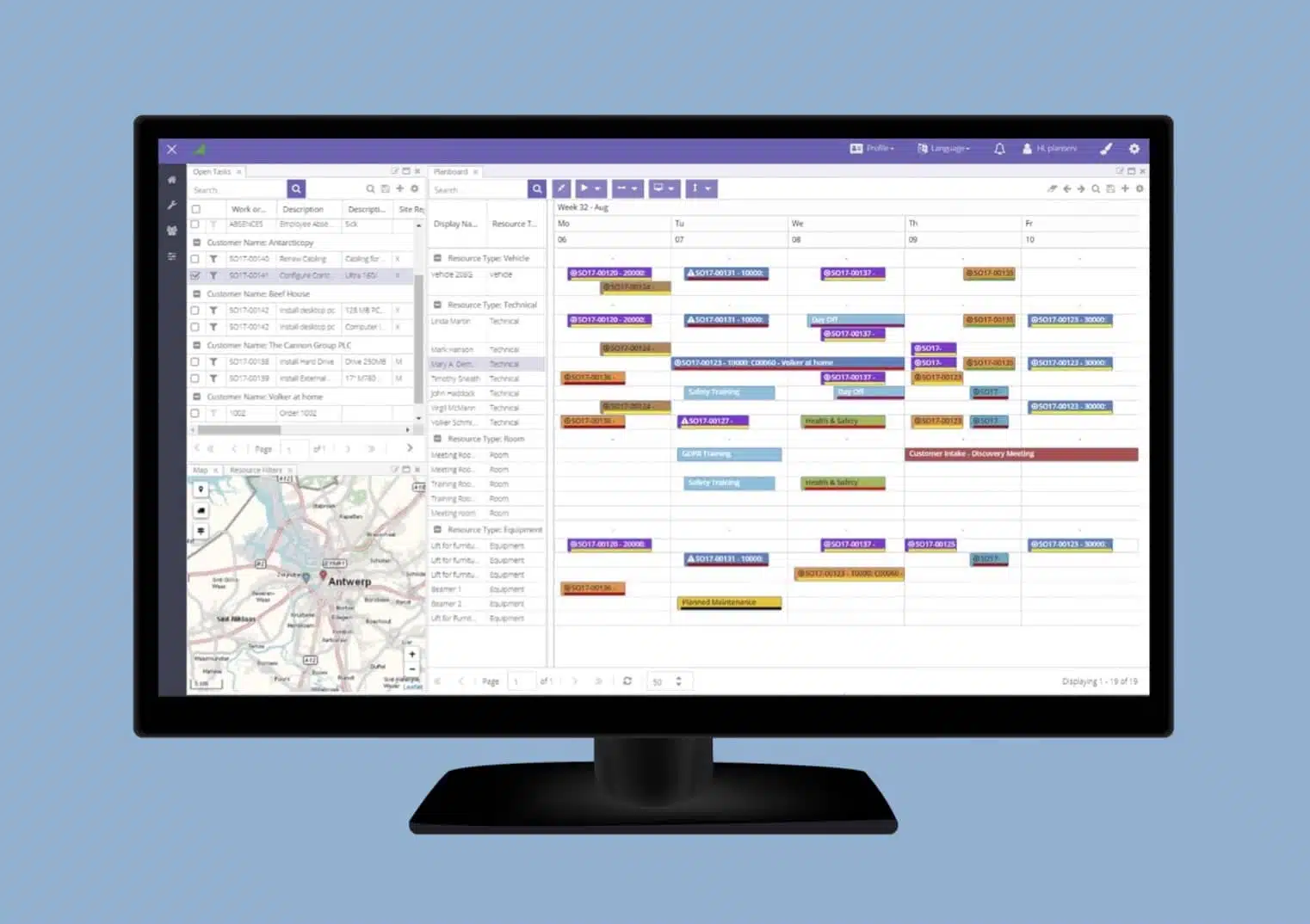 Screenshot van Dime Scheduler