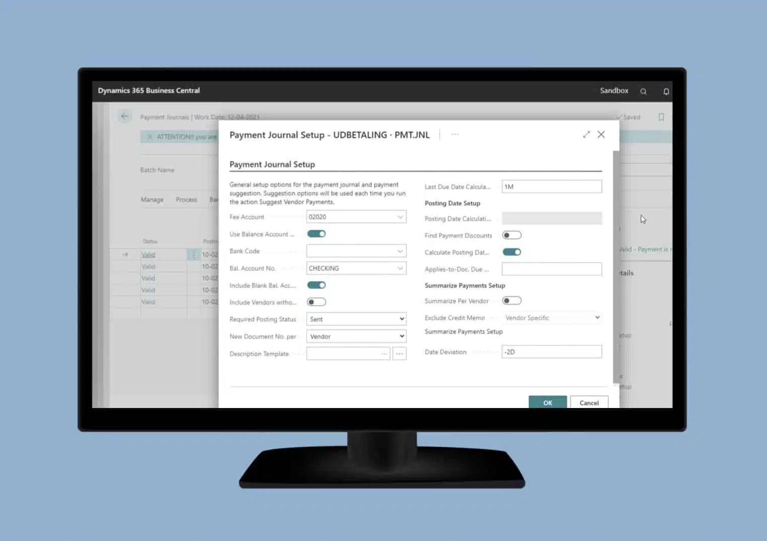 Screenshot van Continia Payment Management