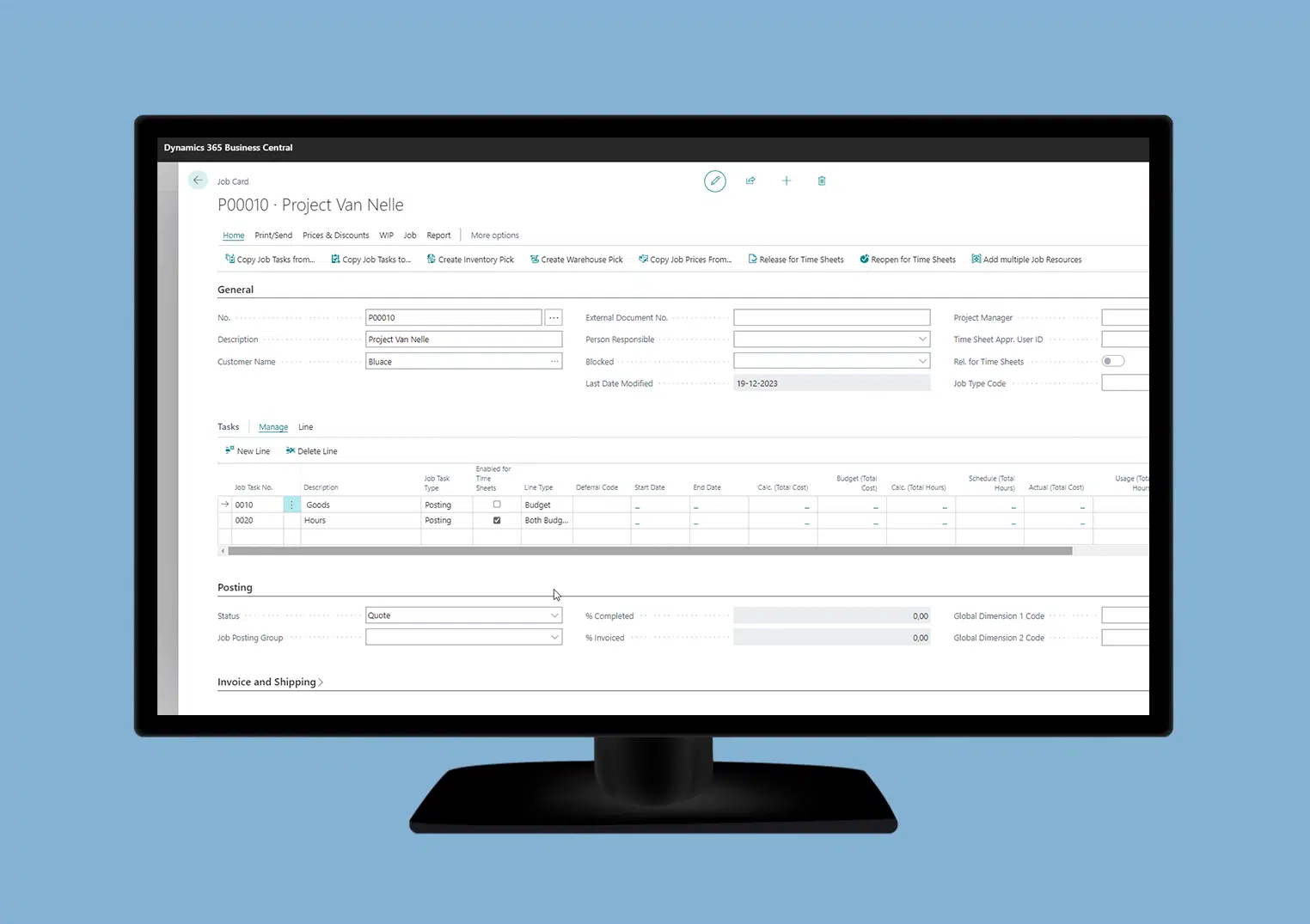 Een mock-up van Extended Timesheets
