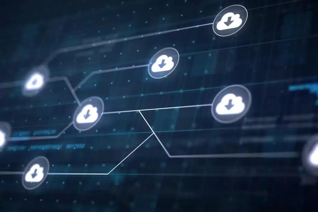 Een afbeelding van software in de cloud