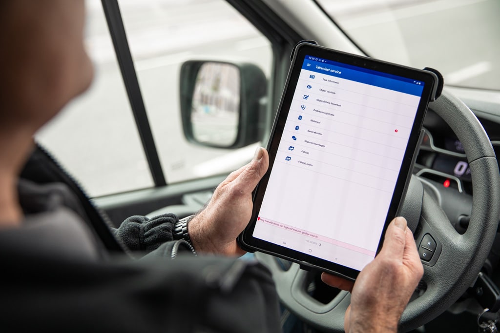 Een foto van de sigmax field service management applicatie