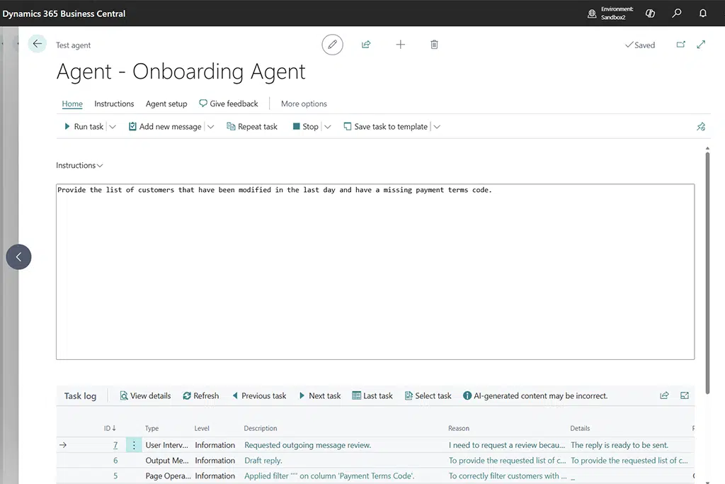 Agent Designer Business Central: scope