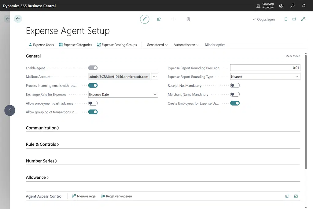 Expense Agent Business Central: Expense Management module